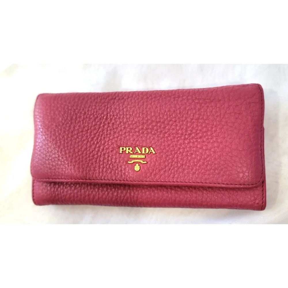 Prada Pink Pebbled Leather Continental Wallet CheckCheck Verified - Picture 16 of 16